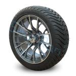 Golf Cart Machined Gunmetal 14 inch Rims with Street Tire, Alloy Wheel and Tire