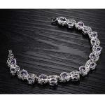 Women Platinum Plated Purple Cubic Zirconia Bracelet Wedding Jewelry(JDS924PURPL