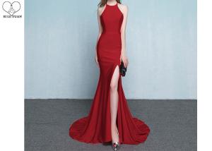 Quality Mermaid Black Wedding Bridesmaid Dresses Sleeveless Open Slit Sweep Train wholesale