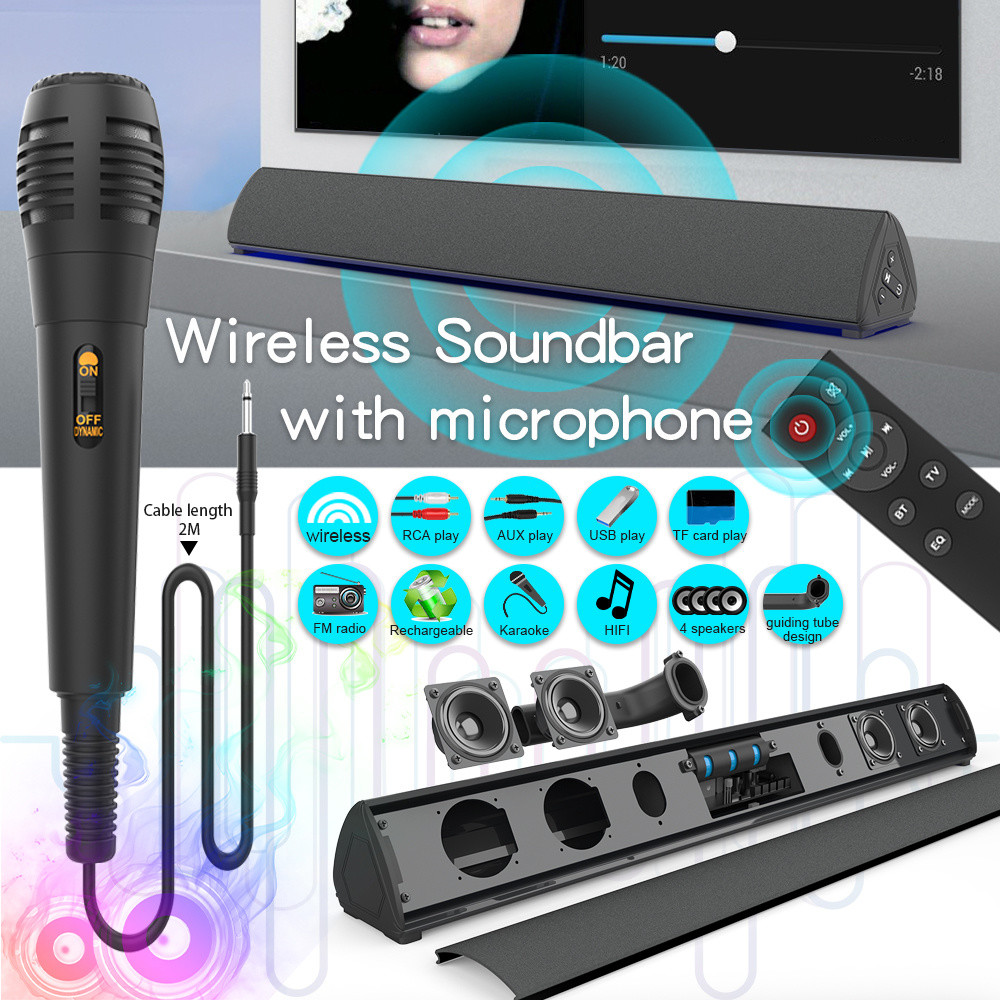 Bass Boost 4 Ohms Bluetooth TV Soundbar With FM Radio And Music Mode