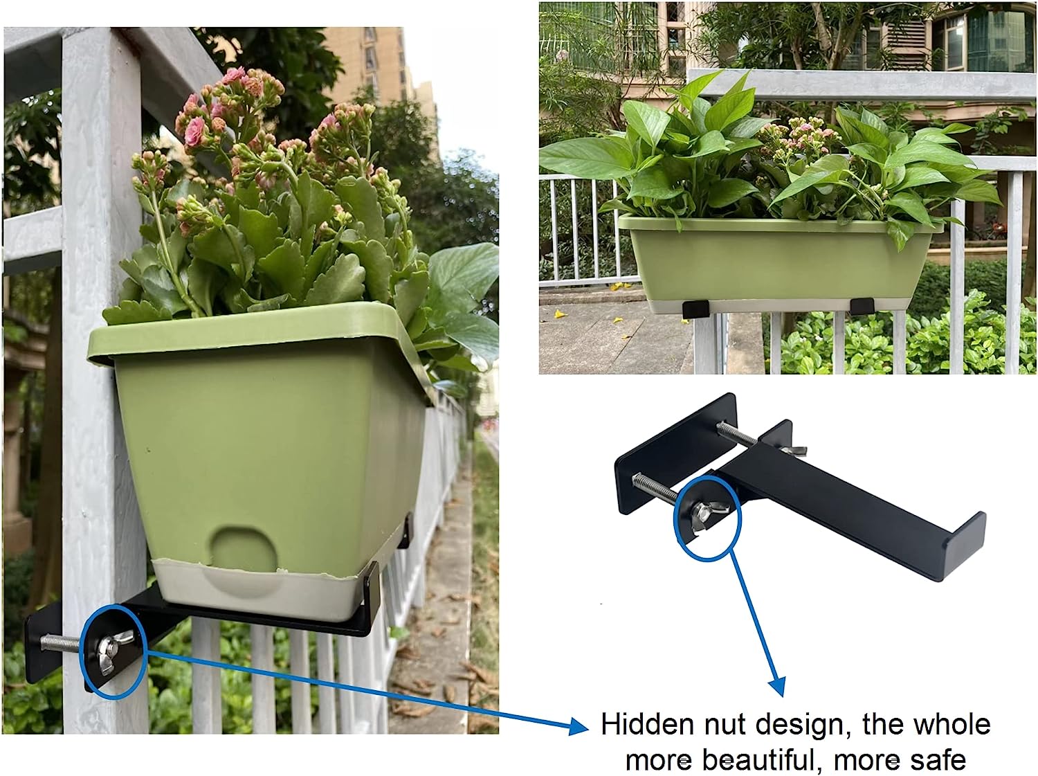 Outside Mount Steel Deck Mount Planter Box Holder for Nonstandard Window Box Brackets