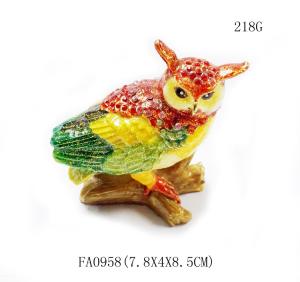 Quality bird metal jewelry box owl bird trinket boxes owl alloy animal trinket jewelry box wholesale