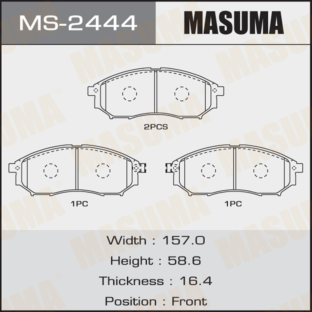 MASUMA NO. MS-2444N 5001115 Ceramic Auto Brake Pads for Nissan 41060-EG090 41060CC090
