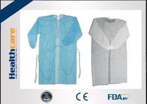 Quality Nonwoven Disposable Dressing Gowns Hospital Scrubs With Elastic Cuff Anti Blood wholesale
