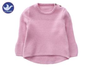 Quality Shoulder Buttons Closure Girls Pullover Sweaters High - Low Trumpet Sleeves wholesale
