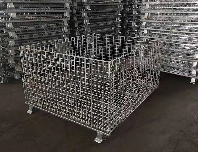 Workshop Shelf Of Belt Wheel Metal Cages And Pallets Folding