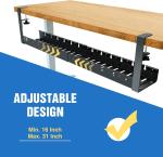 No Drilling Required Under Desk Cable Management Metal Tray Cord Organizer with