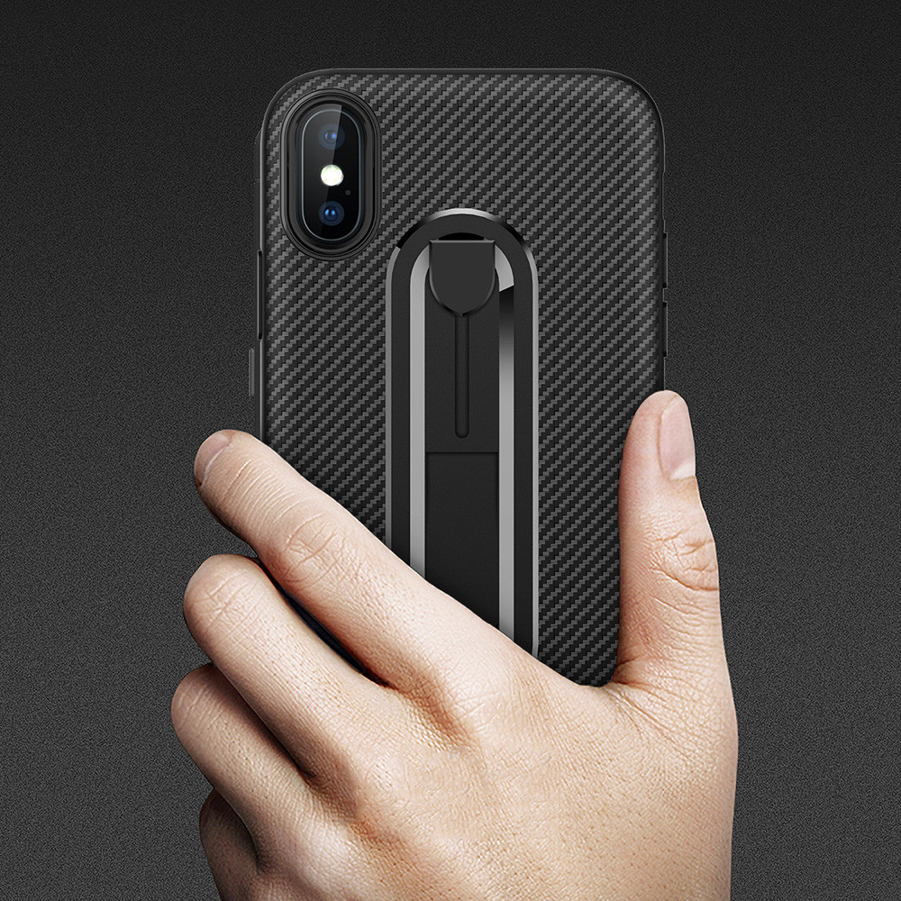 Color Red Carbon Fiber Invisible Kickstand TPU Case Back Cover For IphoneXS IphoneXR IphoneXS MAX Iphone8 Iphone7 Plus