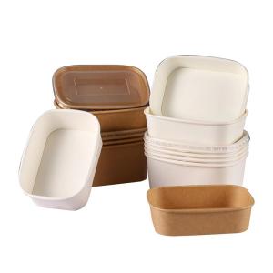 Quality Serving Disposable Kraft Paper Bowls , Microwavable Takeout Rectangular Paper Bowl wholesale