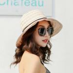 AK17594 fashion polyester braid foldable summer straw hats for womens in stock ,