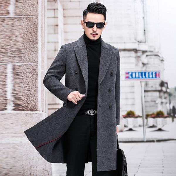 Sustainable and Grade Men's Double-Sided Cashmere Coat for Winter Business