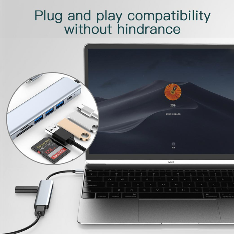 Type C Type-C Hub Multi Function Adapter for Charging Data Transfer and Video Output
