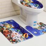 Three Piece Bathroom Mat Toilet Carpet Set 3D Dolphin Printed