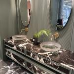 Smooth Finish Glass Vessel Basins With Center Drain Location