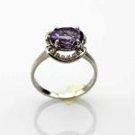 925 Silver 7mmx9mm Oval Purple Cubic Zircon Gemstone Ring (F30)