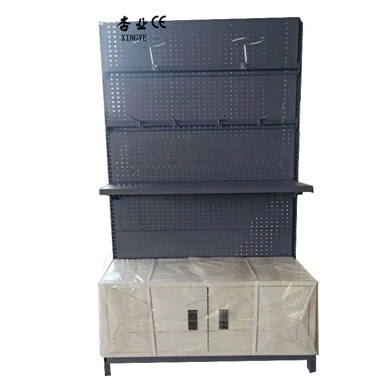 Factory Custom Size Color Logo Frosted gray single-sided display rack exhibitionstall shelves with cabinet