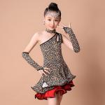 girls leopard and zebra-stripe Latin dance clothing suit children show