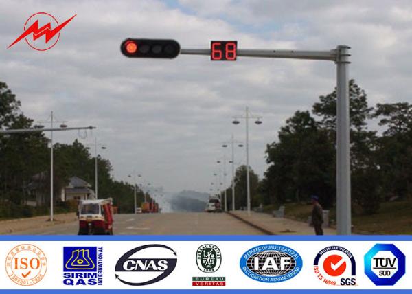 9m Traffic Light Pole Durable Single Arm Signal Road Light Pole With Anchor