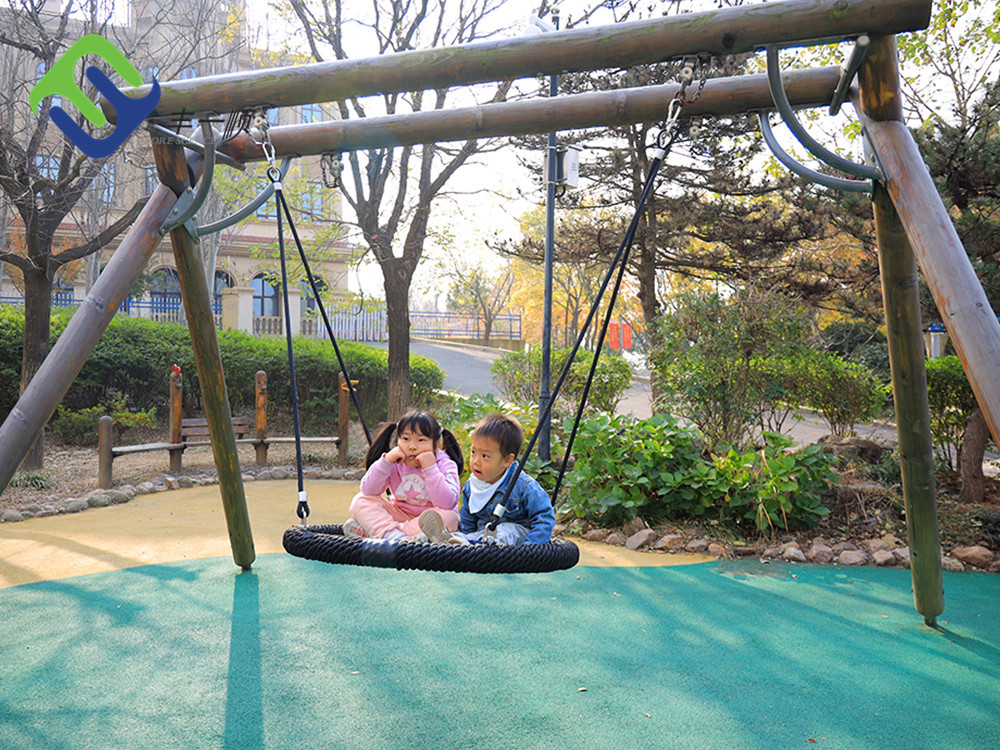 Round Kids Playground Nest Swing Seat 100cm Black With Hanging Rope