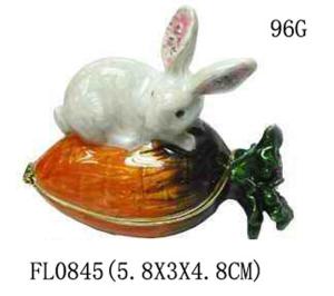 Quality Fairy Rabbit Enameled Trinket Box Bunny Jewelry Box Pewter Rabbit Jewelry Trinket Box Gifts Cony Trinket Box Ring Holder wholesale