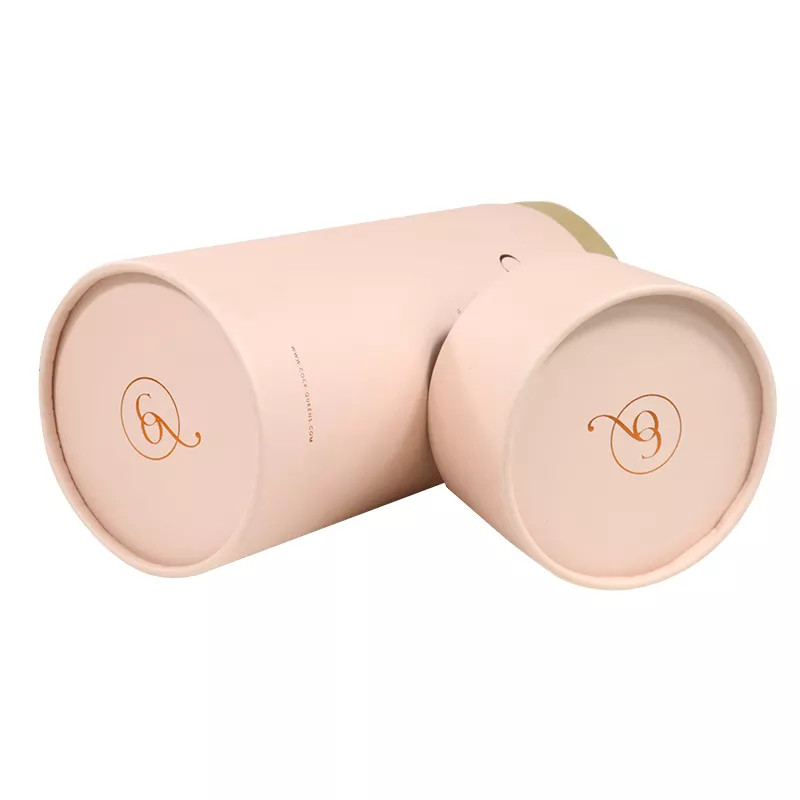 Eco Friendly Large Round Pink Paper Tube Containers For Cosmetics