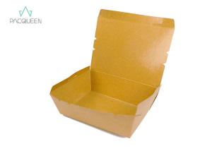 Quality Square Brown Paper Takeaway Boxes With Integrated Cover For Cake / Snacks Food wholesale