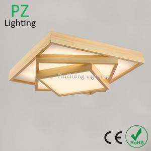 Quality 3 tiers square wood ceiling lamp for residential lighting or hotel project lighting wholesale