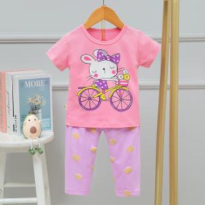 Quality Cycling Rabbit Soft Touch Pyjama Set Short Sleeved Animal Print Loungewear wholesale