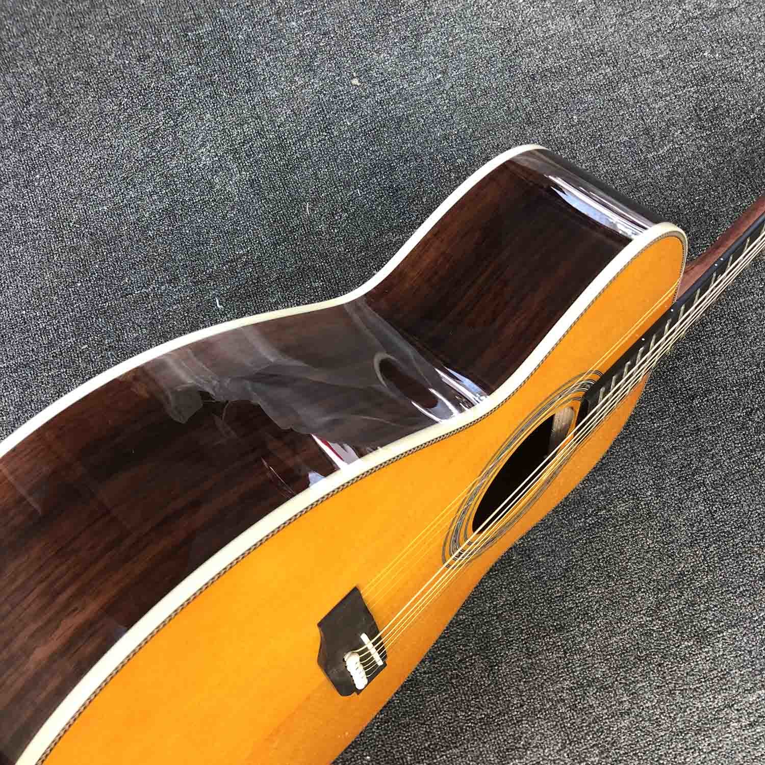Custom AAAAA All Solid Spruce Wood OM JM Handmade 14 Frets Acoustic Guitar Fishbone Binding