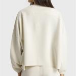 Jade White Womens Yoga Tops Oversized Long Sleeve Drop Shoulder Solid Pullover