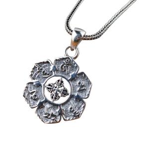 Quality Women and Men Retro Sterling Silver Buddhist Sutras Pencant Charm Necklace (SY12299) wholesale