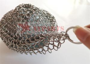 Quality Ring Mesh Screen Type 4 Inch 304 Kitchen Stainless Steel Chain Mail Scrubber Cleaner wholesale