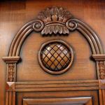 50mm Thick PU Painting Double Arched Wood Entry Doors With Glass