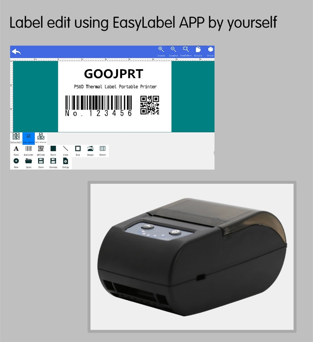 58mm Thermal barcode printer Qr code label printer receipt printer with bluetooth