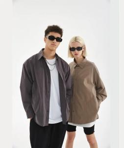 Quality Men Fall/Winte Custom 280GSM Cotton Shirts Loose Hip Hop Unisex Male Large Pocket Casual Shirt Streetwears wholesale