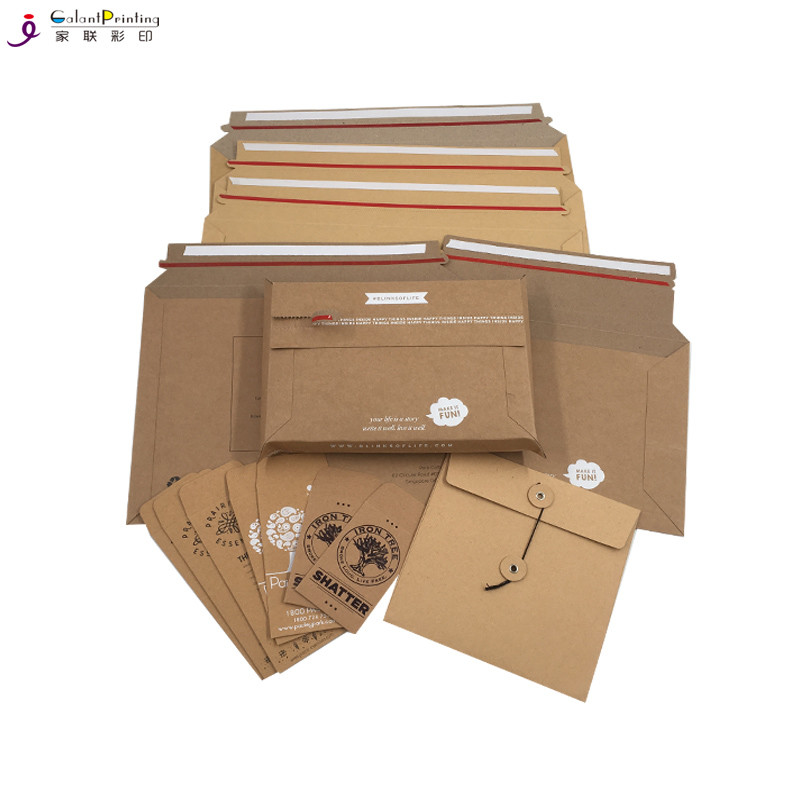 A5 Envelope Printing Services Rigid Kraft Cardboard Mailers Envelopes With Self Adhesive