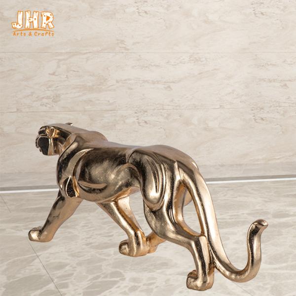 Animal Decor Resin Leopard Statue Polyresin Animal Figurines Fiberglass Gold