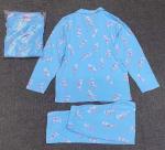 Kids 2 Pcs Blue Print V Collar Top And Pants For Autumn