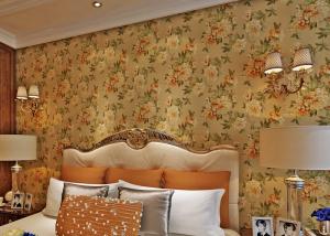 Quality Removable Strippable Country Style Wallpaper , Deep Embossed PVC Flower Wall Covering wholesale