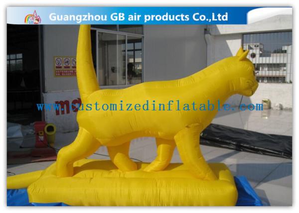 Waterproof Yellow Cat Inflatable Cartoon Characters / Large Inflatable Animals