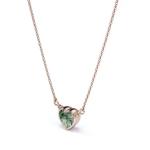 S925 Simple Natural Light Brilliant Elegant Green Moss Agate Necklace Heart