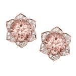 925 Sterling Silver Round Shape Rose Gold Platedt Morganite Cuff Earrings