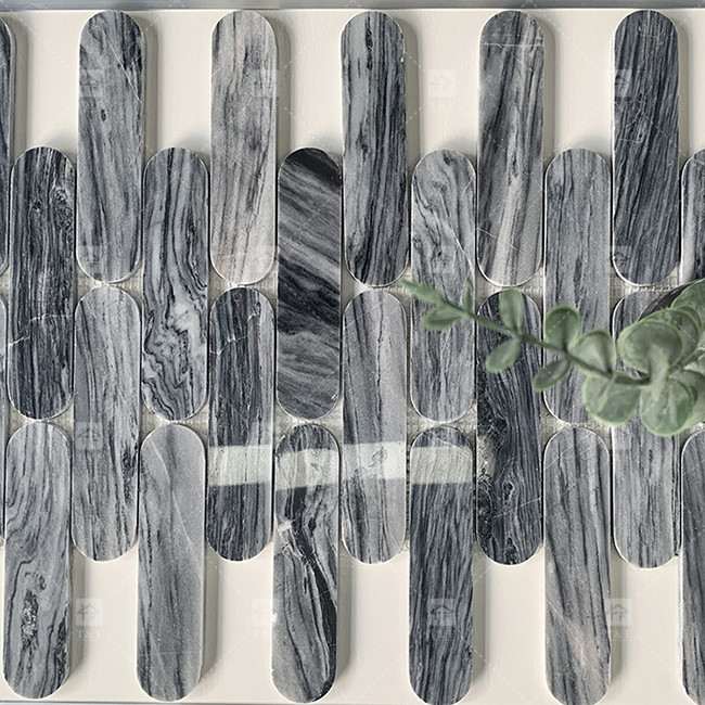 Long Oval Stone Mosaic Subway Wall Tiles For Bathroom And Living Room