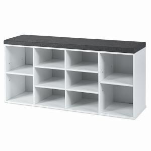 Quality 2 Tier Wooden Cubby Hallway Shoe Storage Bench With Cushion 10 Slot wholesale