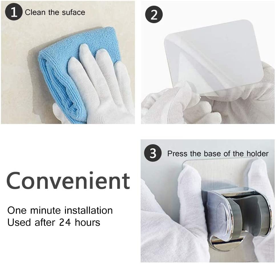 Self Adhesive Adjustable Chrome Wall Mounted Shower Handset Holder