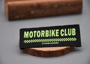 Quality 0.2mm Logo Silicone Clothing Labels Printed On Black Polyester Cloth wholesale
