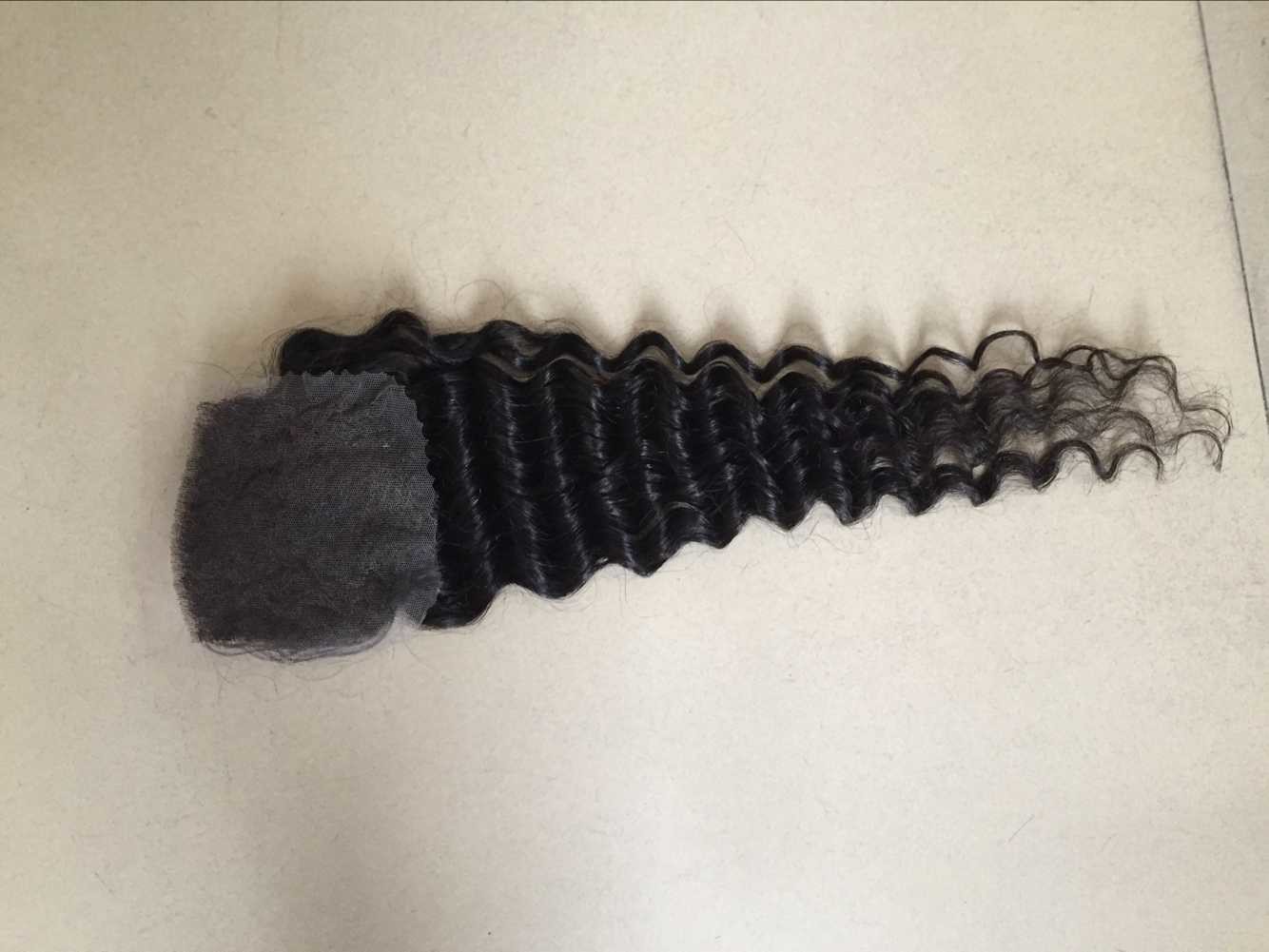 130 Density Indian Remy Hair 4*4 Deeo Wave Lace Frontal Closure Factory Price