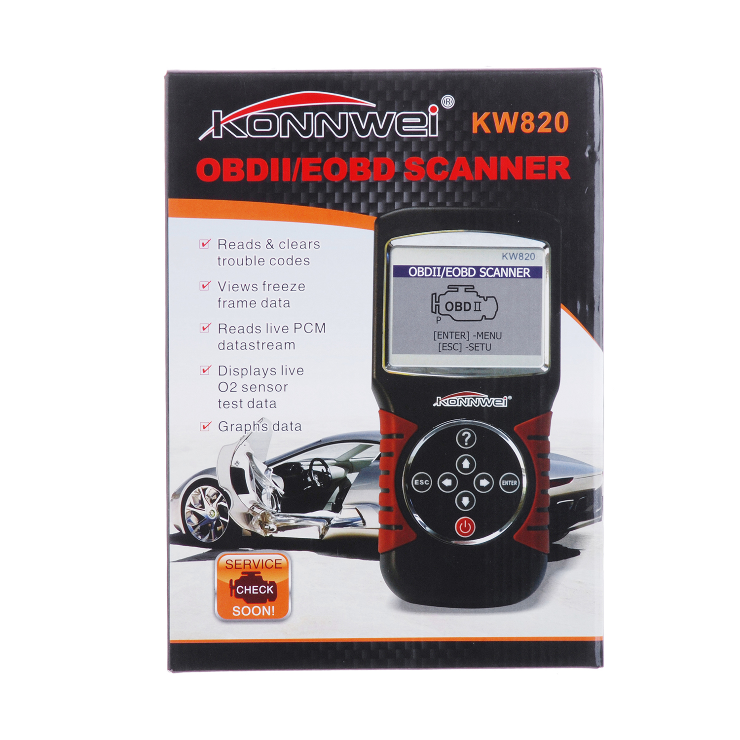 Universal Konnwei OBD2 Scanner Automotive Code Reader Diagnostic Car Test KW820
