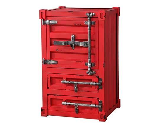Rusty Iron Frame Bedside Storage Cabinet Industrial Shipping Container Design
