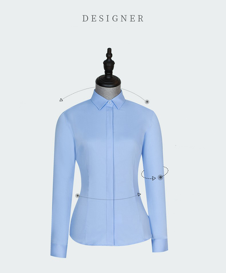 Slim Fit Bamboo Fiber Formal Shirt For Women Women's Blouses Shirts With Stand Collar